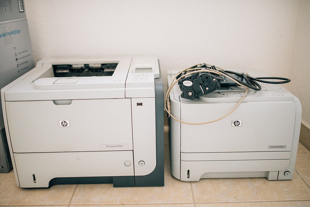 Compact laser printer on an office desk
