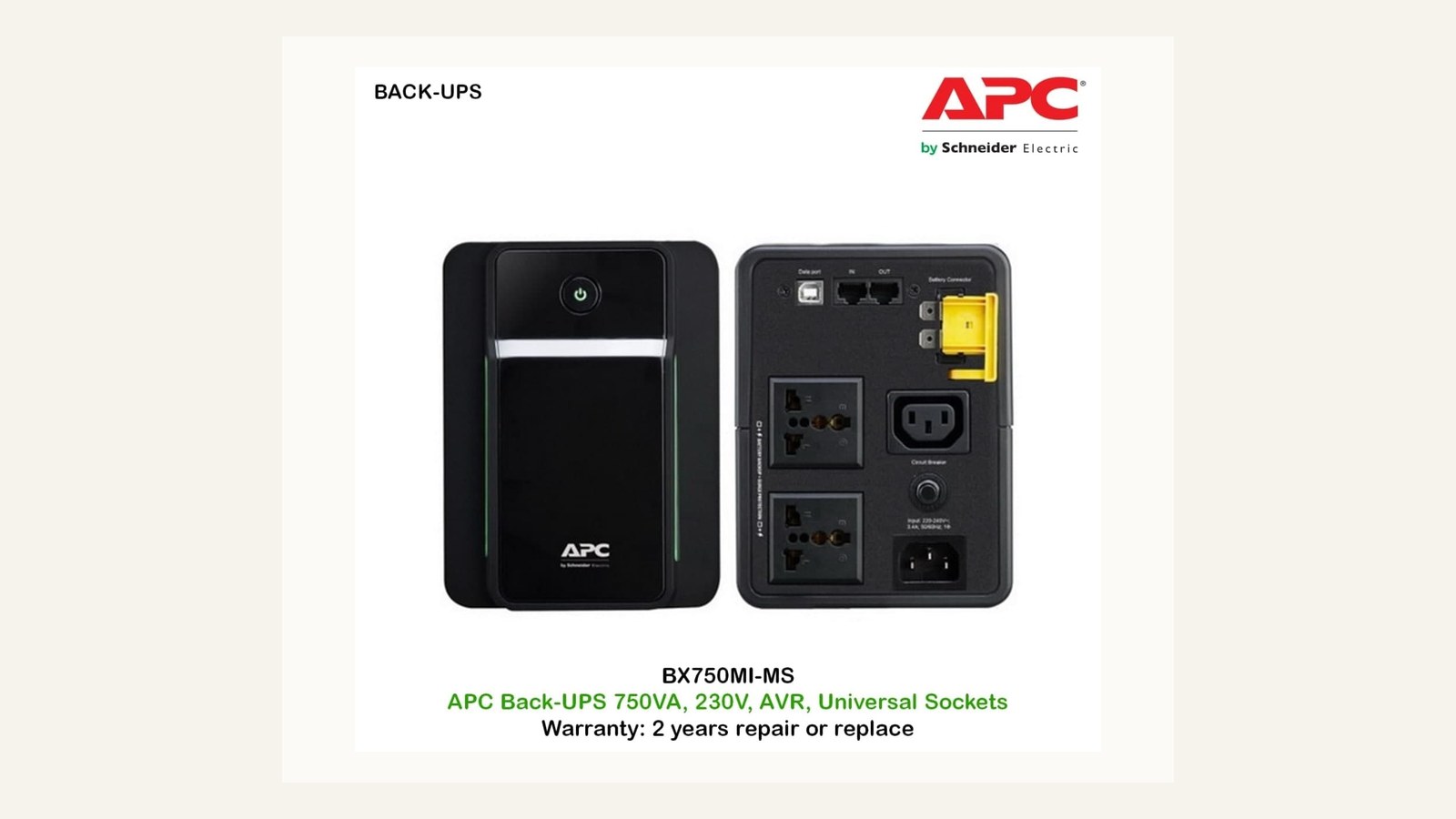 APC Back-UPS BX750MI image for Burgiss Waring office electronics guidance