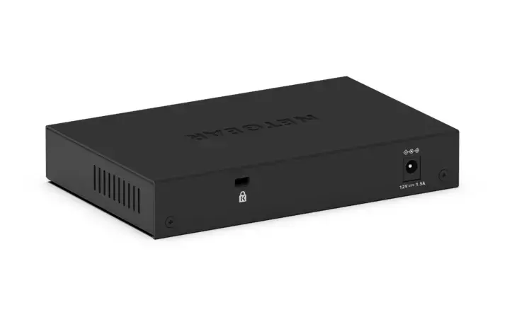 NETGEAR GS308E switch rear view image for Burgiss Waring office electronics guidance