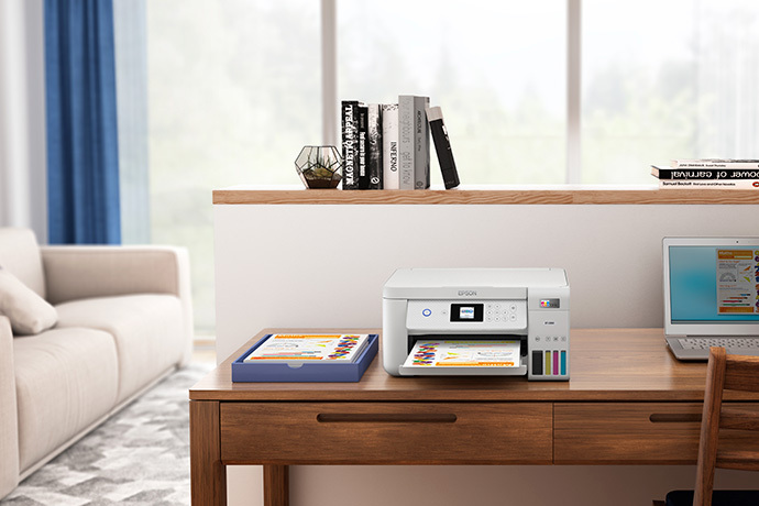 Epson EcoTank ET-2850 office lifestyle view image for Burgiss Waring office electronics guidance
