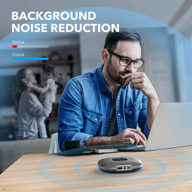 AnkerWork PowerConf speakerphone angle image for office call audio guide