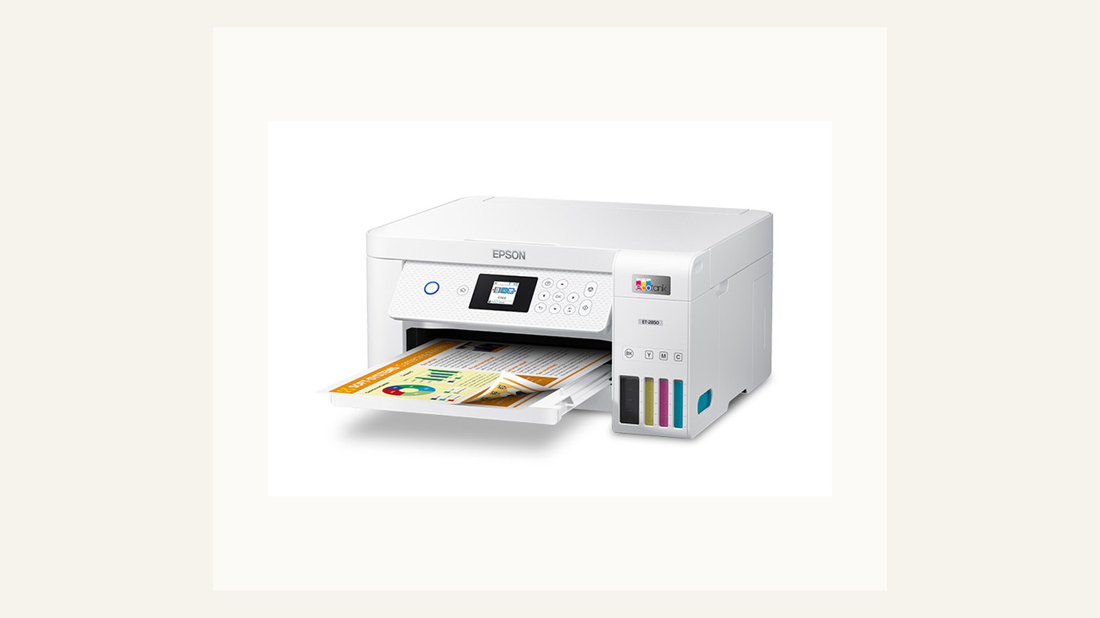 Epson EcoTank ET-2850 left output view image for Burgiss Waring office electronics guidance