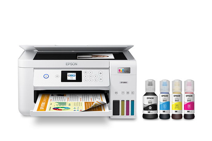 Epson EcoTank ET-2850 ink set view image for Burgiss Waring office electronics guidance